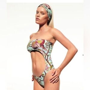 NWT ROBERTO CAVALLI X SKIMS STRAPLESS MONOKINI IN FAGIANELLA PRINT SIZE XL